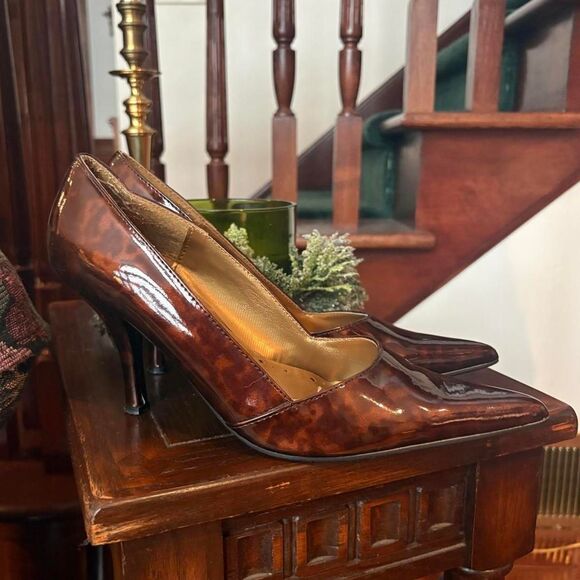 Charlotte Russe Stiletto High Heels Brown Two Tone Pointed Toe Y2K Womens 7.5/8 - Picture 1 of 7